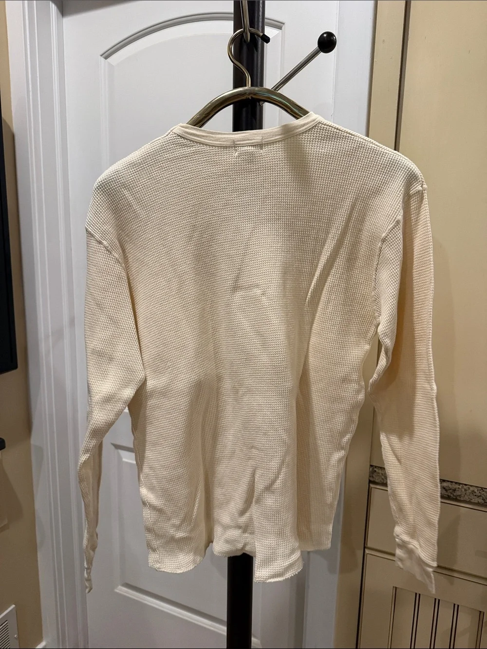 J Crew Cream Waffle Knit Long Sleeve Top